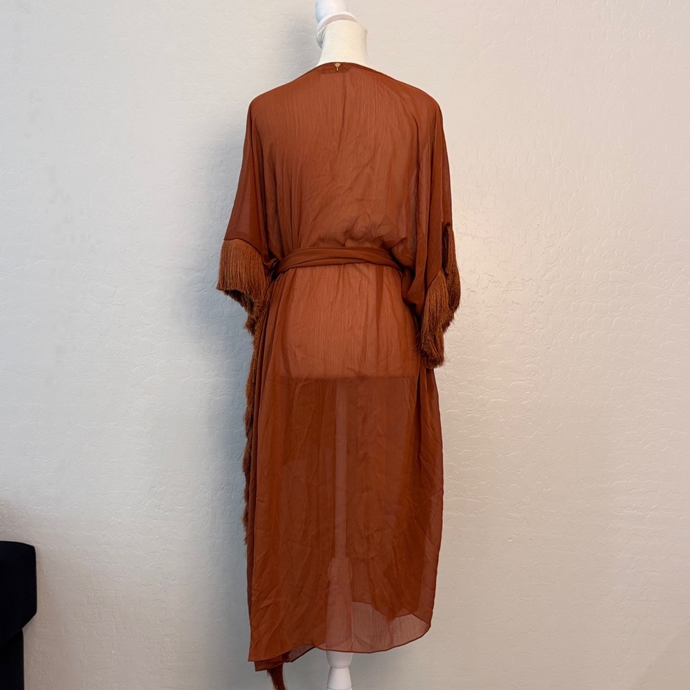Chic Rust Maxi Dress with Belt - Picture 6 of 6